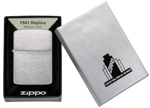 Zippo 1941 Replica - Mechero de metal recargable, acabado Brushed Chrome de color cromo 7