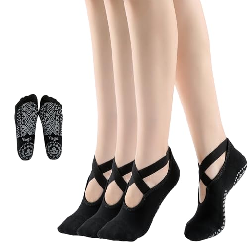 CXXBOOB 2 Pezzi Calzini Yoga,Pilates Calzini Antiscivolo,Antiscivolo Calzini Sport Per Lo Yoga,Balletto,Pilates,Danza,Casa Per Le Donne E Gli Uomini Dimensioni 35-41 (Nero)