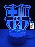 famvacor Lámpara LED Barcelona futbol con mando a distancia16 colores regalo para familiares amigos niños lámpara decorativa (Barça)
