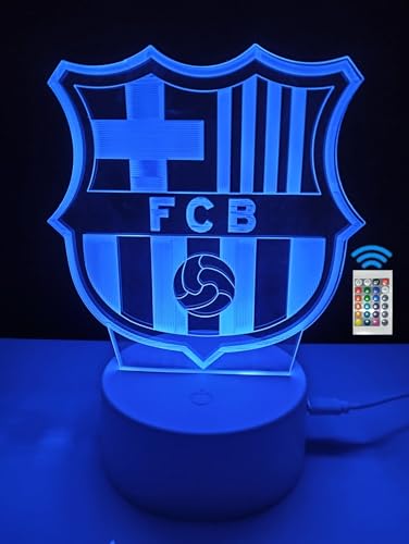 famvacor Lámpara LED Barcelona futbol con mando a distancia16 colores regalo para familiares amigos niños lámpara decorativa (Barça)