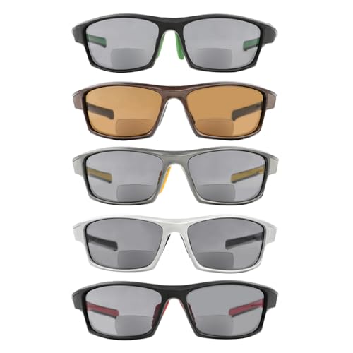 Image of Eyekepper 5-Pack TR90 Sports Bifocal Sunglasses Baseball Running Fishing Driving Golf Softball Hiking Sunshine Readers +1.00