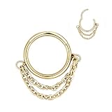 ZMANYIJEW Anillo de tabique de líneas minimalistas de 16 g, apilado, dorado, para tabique, piercing para tabique, piercing para la nariz, para mujeres y hombres (F-dorado)