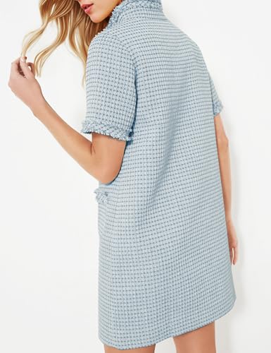 PEHMEA Women's Tweed Dress, Short Sleeve Straight Tube Mini Dress with Pockets for Business Party Work3