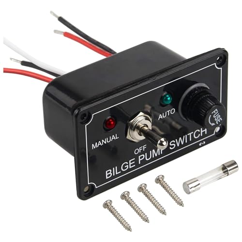 Bilge Pump Switch Rocker Toggle Switch Panel 12V DC ON-Off-ON Switch Panel for Boat Marine