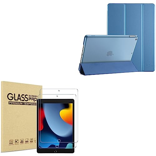 ProCase ProCase iPad 10.2 Case iPad 9th Generation 2021/ iPad 8th Generation 2020/ iPad 7th Generation 2019 Case -Blue Bundle with ProCase 2 Pack iPad 10.2 9th Generation Screen Protector, Tempered