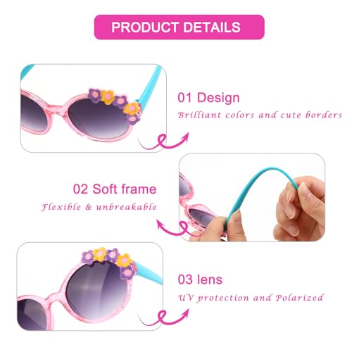 Kids Sunglasses 3pcs, Unicorn Round Shaped Snowflake Cute Party Dress up Costume Glasses for Girls Boys Age 3-103