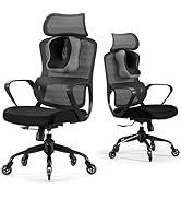 LarkLeaves Cadeira Ergonômica, Cadeira Gamer com Travesseiro de Pescoço e Rodas de Borracha, Cade...