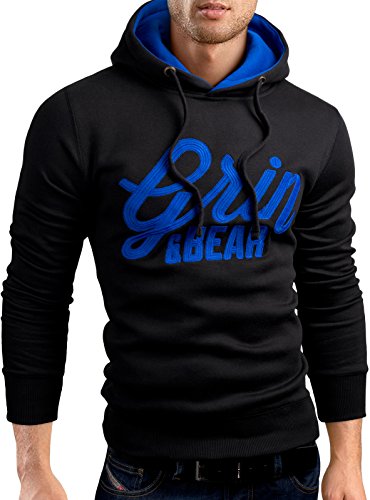 Grin&Bear Slim Fit Logo Giacca Pullover Felpa con Cappucio, Nero, XXL, GEC469