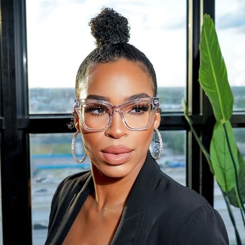 Image of Zeelool Vintage Cat Eye Glasses Frame for Women with Non-prescription Clear Lens Domena ZJGA814740-04 Crystal