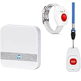 介護呼び鈴 腕時計式 ワイヤレスチャイム ナースコール 呼び出しベル介護用 介護用品 5段階音量調節100m受信 高齢者 患者 妊婦 腕時計式発信機 首掛け発信機 (首掛け送信機+腕時計式送信機+受信機*1)