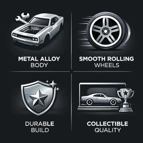 Image of Diecast Charger 1:64 Model Metal Car | Alloy Body Collectible Mini Car with Smooth Wheels | Realistic Display Model & Racing Toy for Kids, Adults & Collectors (Black)