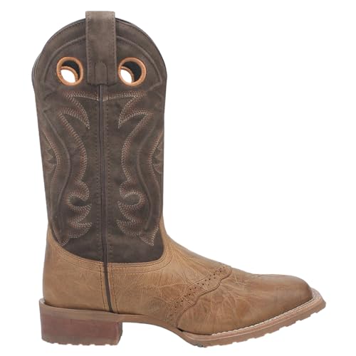 Laredo Mens Jennings Embroidered Square Toe Pull On Casual Boots Mid Calf - Brown