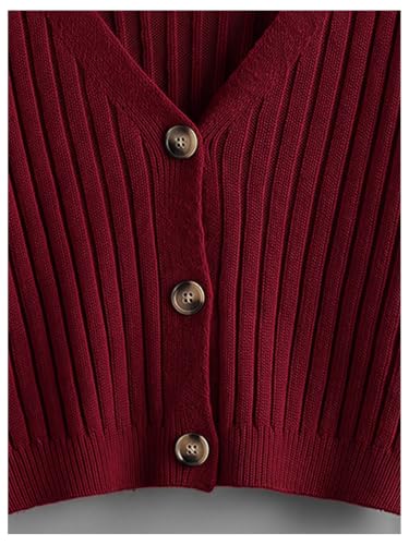 Image of SweatyRocks Women's Long Sleeve Button Front V Neck Soft Cardigan Sweaters