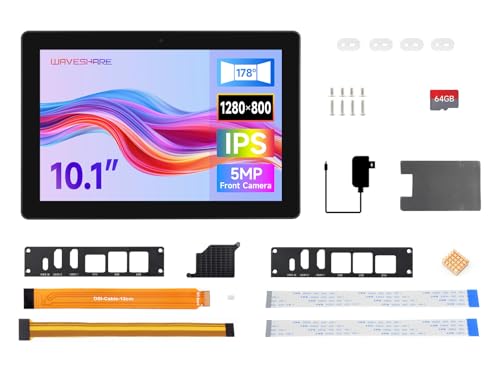 waveshare Industrial HMI All-in-one 10.1inch Touch Display, Compatible with Raspberry Pi (Not Included), Supports Dual 4K HDMI Output, 10-Point Touch, Aluminum Alloy Case, Efficient Heat Dissipation
