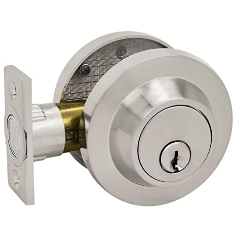 Nuk3y Thor Series Lever Door Handle Slim Round Modern Contemporary (Deadbolt [Single Cylinder], Satin Nickel) Cover