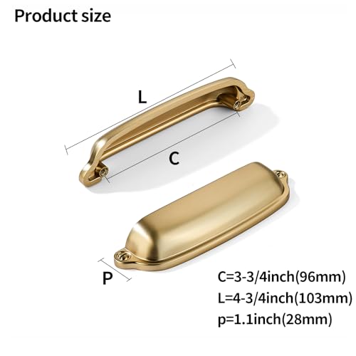 khtumeware 10 Pack Brushed Brass Cup Pulls 3-3/4 Inch Center to Center - Cabinet & Drawer Handles for Kitchen Hardware by khtumeware - Used condition - Image 2