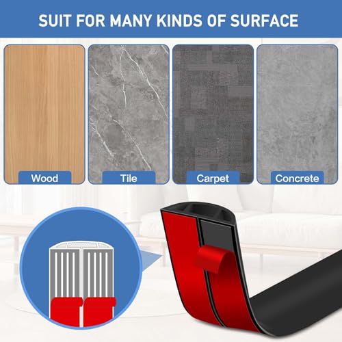 Canaletas para cables adhesivas de PVC negro cubiertas para suelo de 6m x 5cm 4