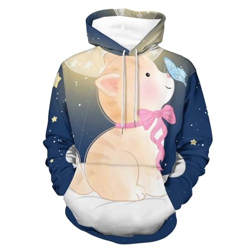 Sweat à capuche chat papillon pull manches longues UMENG sweat-shirt doux taille S
