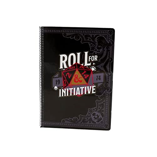 CYPBRANDS Dragones y Mazmorras- Cuaderno Folio 80 Hojas, D&D, Tapa Dura, Cuadricula 4x4 mm, Espiral, Papeleria, Color Negro, Producto Oficial