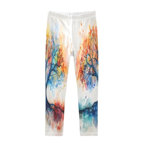 Bolaz Toddler Girls Leggings Printed Yoga Pants Leggings Watercolor Tree for Kids