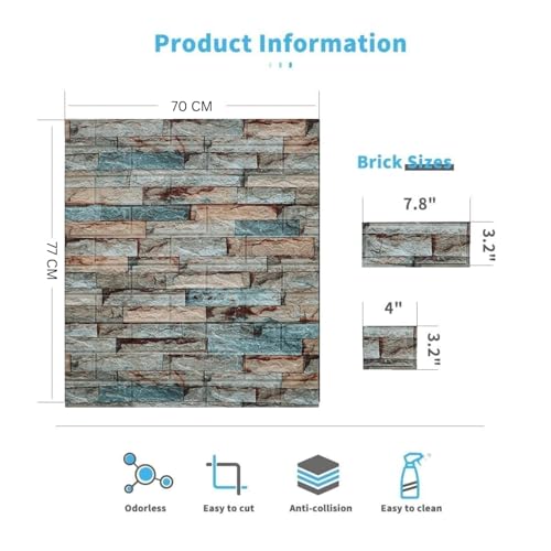 Image of REXOTEX Self-Adhesive Waterproof PE Foam 3D Wall Panels Wallpaper Sticker for Bathroom, Living Room, and Home Decoratio (70 x 77cm) (Pack of 50)