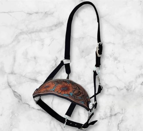 Majestic Ally Cabresto de bronze de designer equestre para cavalos, nariz de couro feito à mão, coro