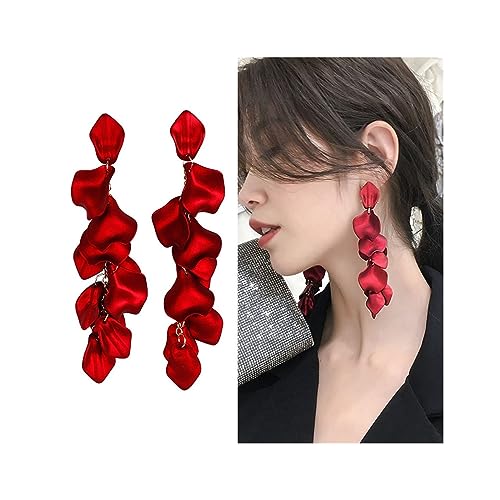 Bijoux fleur de rose : boucles d'oreilles pendantes d'exception - 3