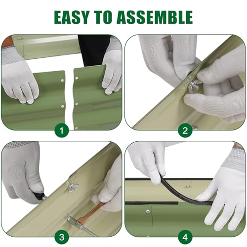 INNO STAGE Verstellbares Hochbeet, 152 cm, Metall-Pflanzkästen für den Außenbereich, für den Anbau von Gemüse, Kräutern, Blumen, Stahlpflanzen, Hochbeet, (Olivgrün, 5FTX3FTX1FT 2pack)