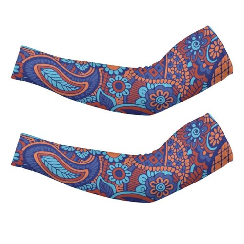 Paisley Flowers Ice Silk Arm Sleeves Cooling Sun Protection Arm Sleeve for Men Women S