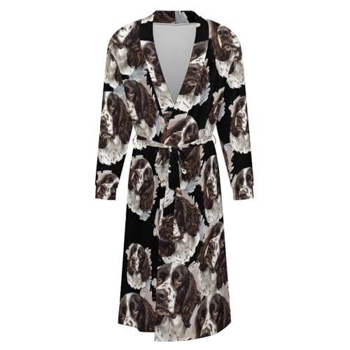 Cute English Springer Spaniel Dog Soft Robe Long Sleeve Bathrobes V Neck Sleepwear Spa Robes with Belt Men Woman4