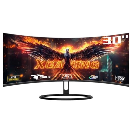 XGaming Curved Monitor - 30 Inch Ultra Wide Monitor 200Hz WFHD, 1800R Curved Gaming Monitor 2560x1080p, 1ms, 100% sRGB, FreeSync, HDMI DP Display, Dual Speakers, VESA, PC Monitor with Rainbow Lights