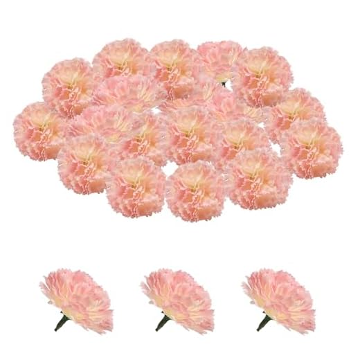 GEFIRE 30 Pcs Cabezas de Flores de Clavel Falso Flor Artificial en Forma de Margarita, Flores Artificiales Decoracion, Decoraciones para Fiestas Decoración de Bodas en el Hogar (Rosa Claro)