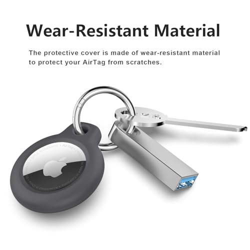 Image of Tobfit Air Tag Holder, Airtag Keychain Holder, Anti-Scratch, Twist Lock Design, Air tag Case with Metal Key Chain Ring - AirTag Accessory for Kids, Keys, Pets, Luggage, & More, Black
