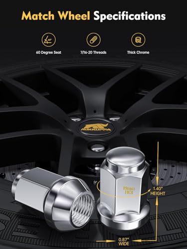 Image of MIKKUPPA 7 /16-20 Lug Nuts Replacement for 1953-1983 Chevy Corvette, 1967-1982 Camaro, 1964-1983 Malibu - 20pcs Aftermarket Wheel Chrome Closed End Lug Nut