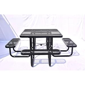 46 steel square picnic tableexpanded metal outdoor table black  urban country home decor