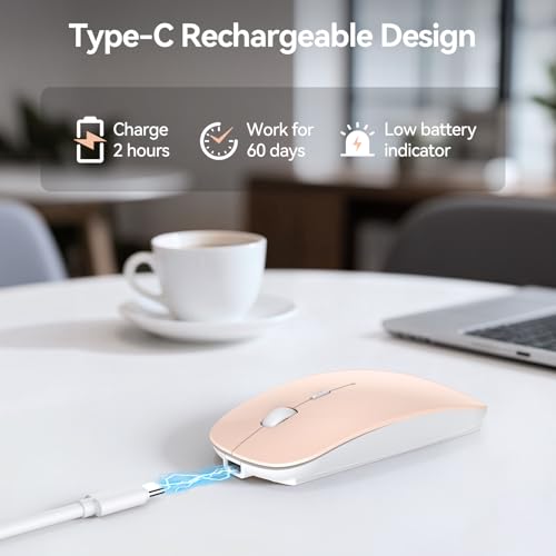 Image of TECKNET Wireless Mouse, 4800 DPI Rechargeable Bluetooth Mouse for Laptop | Bluetooth 5.2 /3.0 & 2.4G, Ultra-Thin, 6-Level Adjustable 4800 DPI Computer Mouse for Mac OS, iPad, Windows, Android