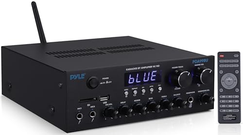 Bluetooth HD Home Audio Amplifier Receiver Stereo 300W Dual Channel Sound Audio System, MP3, USB, SD, AUX, RCA, MIC, Headphone, FM, LED, Reverb Delay, for Home Theater Speakers, Studio - PDA99BU