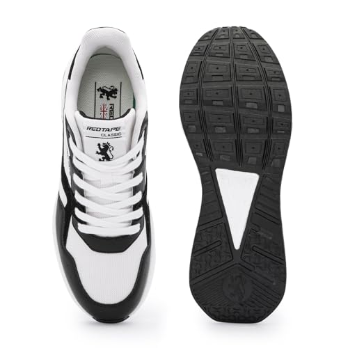 Image of Red Tape Men's Sneakers Black White Mesh Pu Round Toe Lace-Up