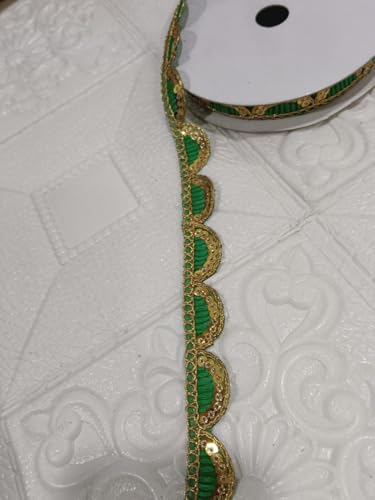 Image of Designer Golden Wave Lace Border for Blouse Saree Dupatta Lehenga Craft Decoration and Ethnic Sewing Accessories (RM-LACE49-6)