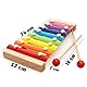 Retoo Kinder Xylophon, Glockenspiel Holzspielzeug, Musikinstrument für Kinder, Pädagogische Spielzeug mit 8 Tönen, Bunt Xylophon ab 3 Jahren, Baby Schlaginstrument mit Mallet, Kleine Musiker