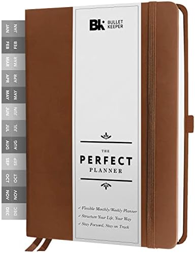 BK Undated Weekly/Monthly Planner 2023-2024 Daily Planner Agenda & Personal Organizer to Increase Productivity, Academic Planner w/Sticker Set. A5 (5.8 x 8.3) - Brown Hardcover
