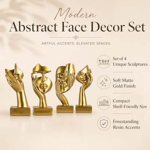 Set de 4 Figuras Pensador Oro Escultura Abstracta miniatura 2
