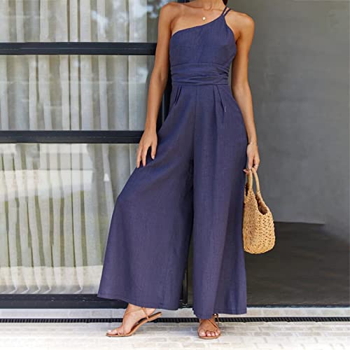 Mono de hombro de algodón y lino verde ropa de mujer estilo casual 3