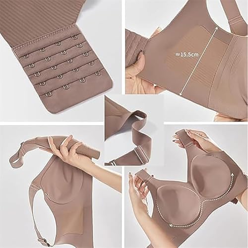 Women's Solid Color Four Rows Adjustable Wireless Bra, Soft and Comfortable Seamless Breathable Anti-Sagging Bra4