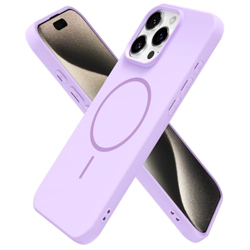Coque iPhone 15 Pro Max violette en silicone fine et magnétique par oakxco