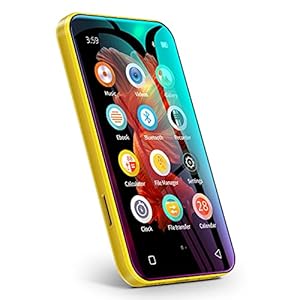 TIMMKOO MP3 Player with Bluetooth, 4.0″ Full TouchScreen Mp4 Mp3 Player with Speaker, Portable HiFi Sound Mp3 Music Player with Bluetooth, Voice Recorder, E-book, Supports up to 512GB TF Card (Yellow)