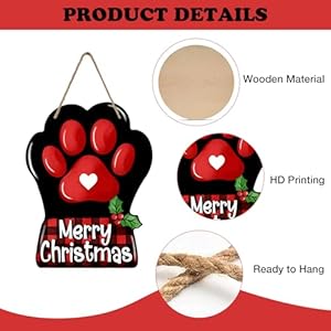 Merry Christmas Dog Cat Paw Front Door Sign, Xmas Buffalo Plaid Farmhouse Wood Door Hanger Outdoor Porch Decor, Winter Holiday Wooden Wreath Indoor Wall Hanging Decoration Pet Lover Gifts Merry Christmas Dog Cat Paw Front Door Sign Xmas Buffalo Plaid Farmhouse Wood Door Hanger Outdoor Porch Decor Winter Holiday Wooden Wreath Indoor Wall Hanging Decoration Pet Lover Gifts