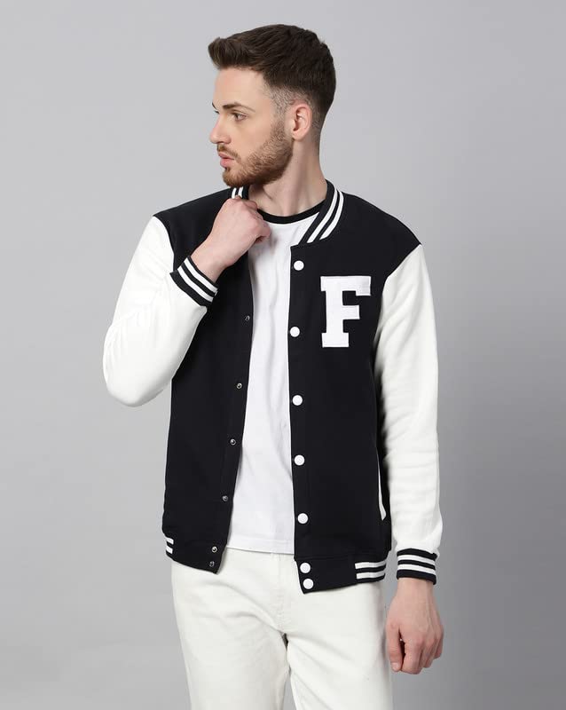 Image of BE SAVAGE Men's Cotton Blend Standard Length Varsity Jacket