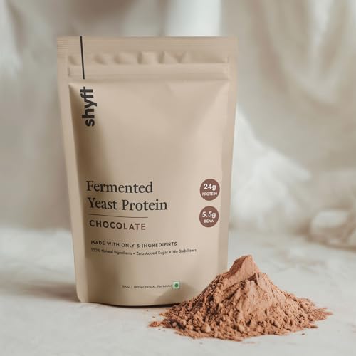 Image of Shyft Fermented Yeast Protein | Chocolate - 500g | 24g Protein | 5.5g BCAA | Easy to Digest | Complete Amino Acid Profile | Just 5 Natural Ingredients | No Chemicals | Vegan Protein | Gut Friendly