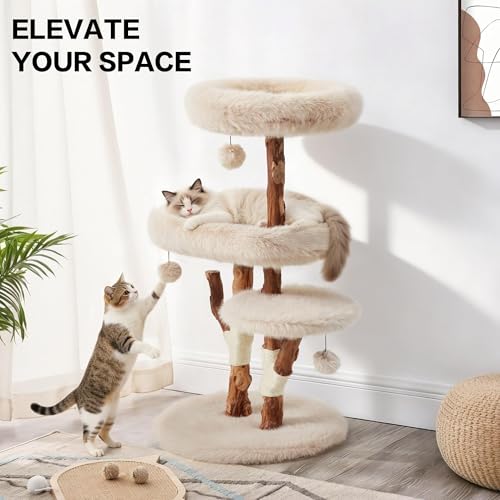 Árbol para Gatos Grande de Madera Natural 44 pulgadas miniatura 6